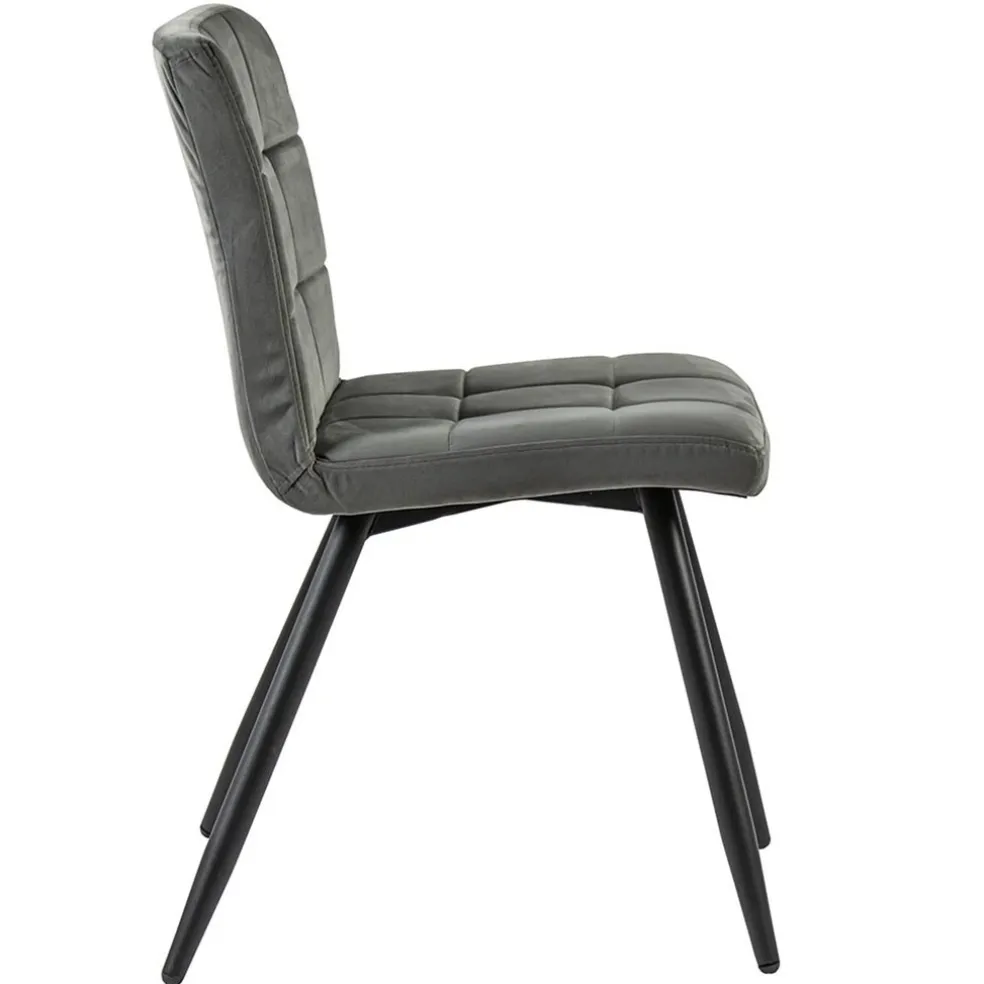 Stoffen eetkamerstoel grijs met zwarte poot