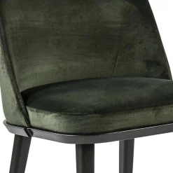 Stoffen eetkamerstoel groen met zwarte houten poot