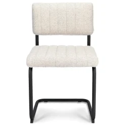 Stoffen eetkamerstoel met zwart metalen frame