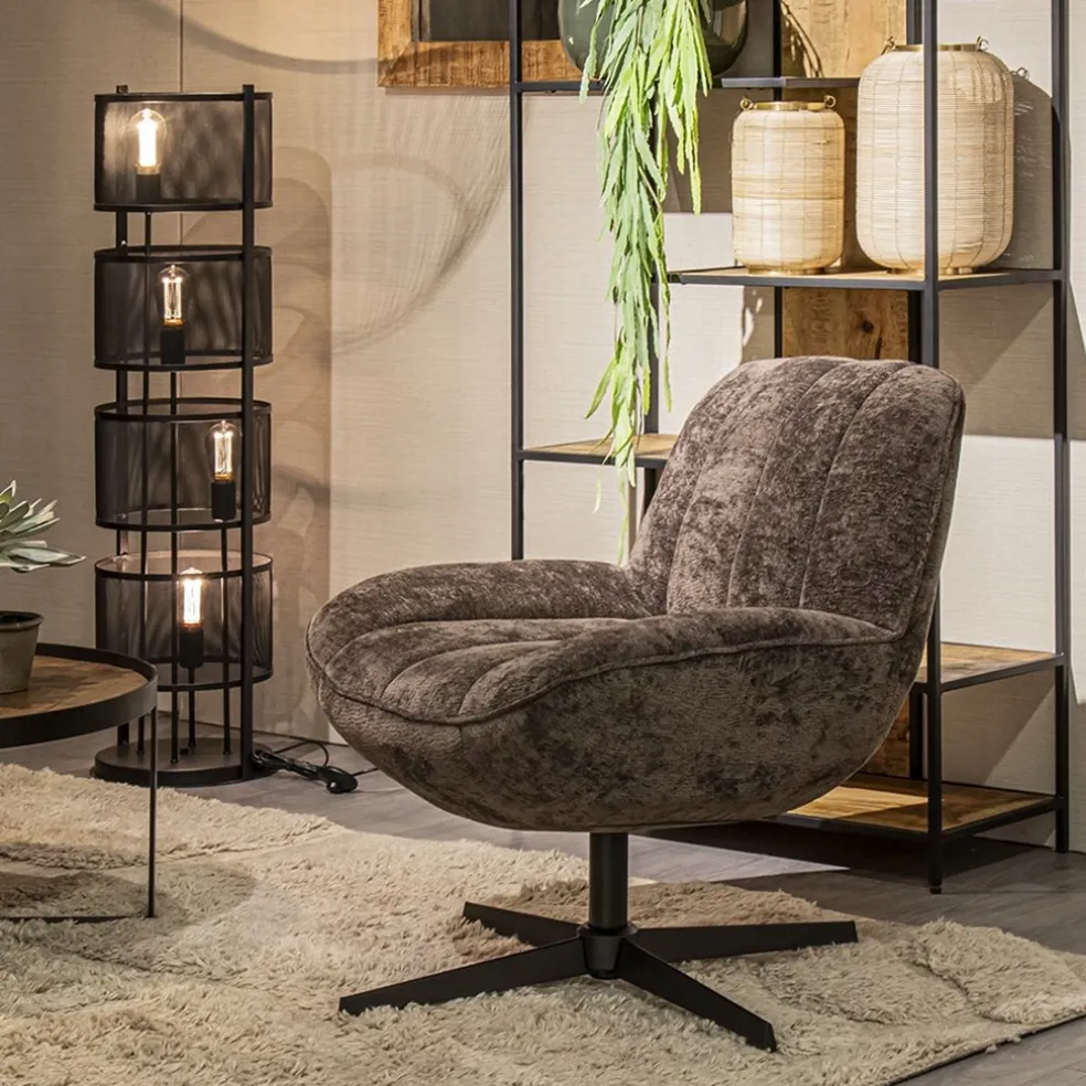 Stoffen fauteuil Derby bruin draaibaar