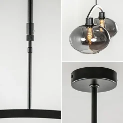 Strak klassieke hanglamp zwart met smoke glas