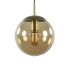 Strak klassieke hanglamp amber glas met messing 20 cm