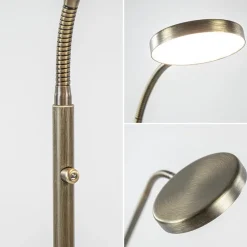 Strak klassieke LED leeslamp brons dim to warm