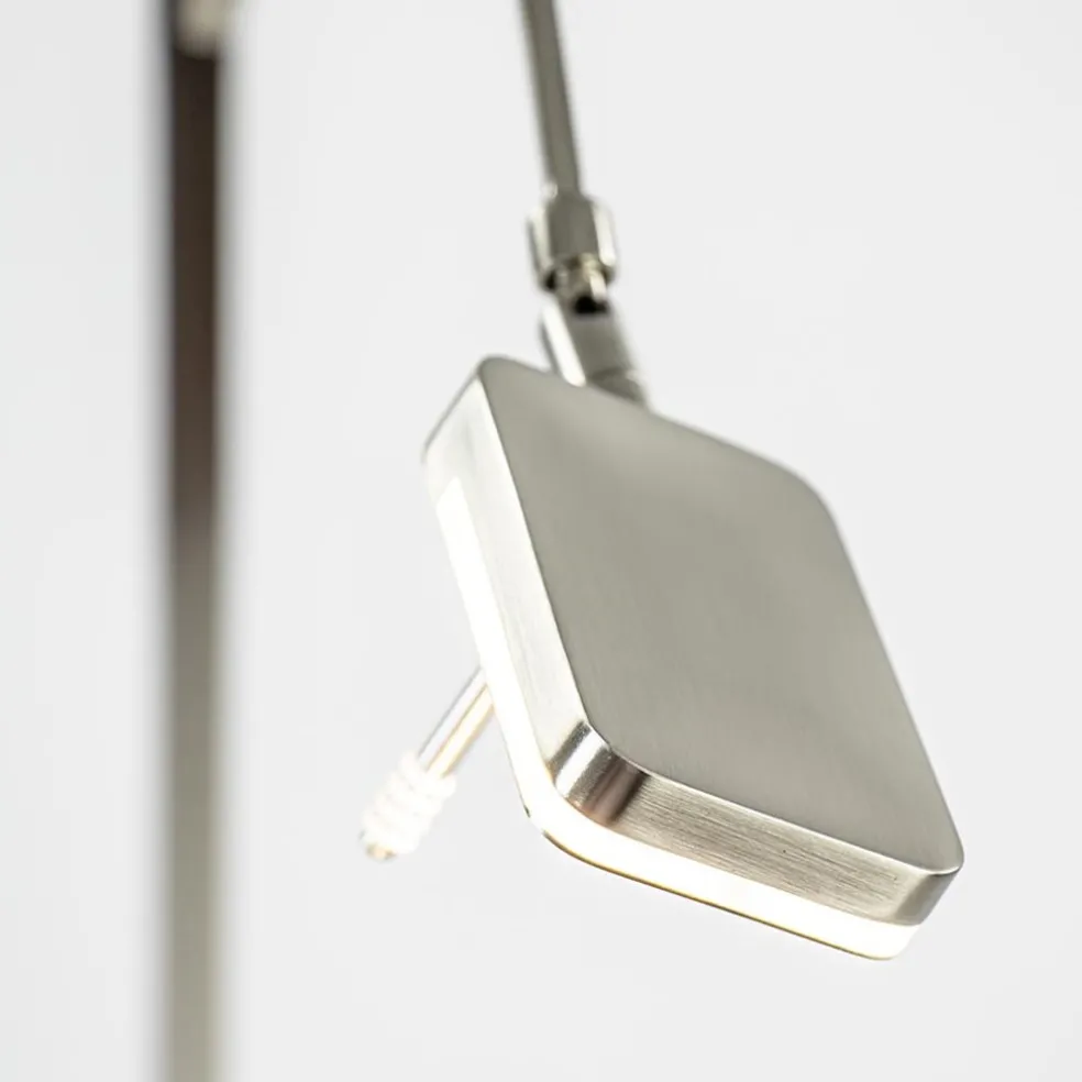 Strak klassieke leeslamp nikkel met dimbaar LED
