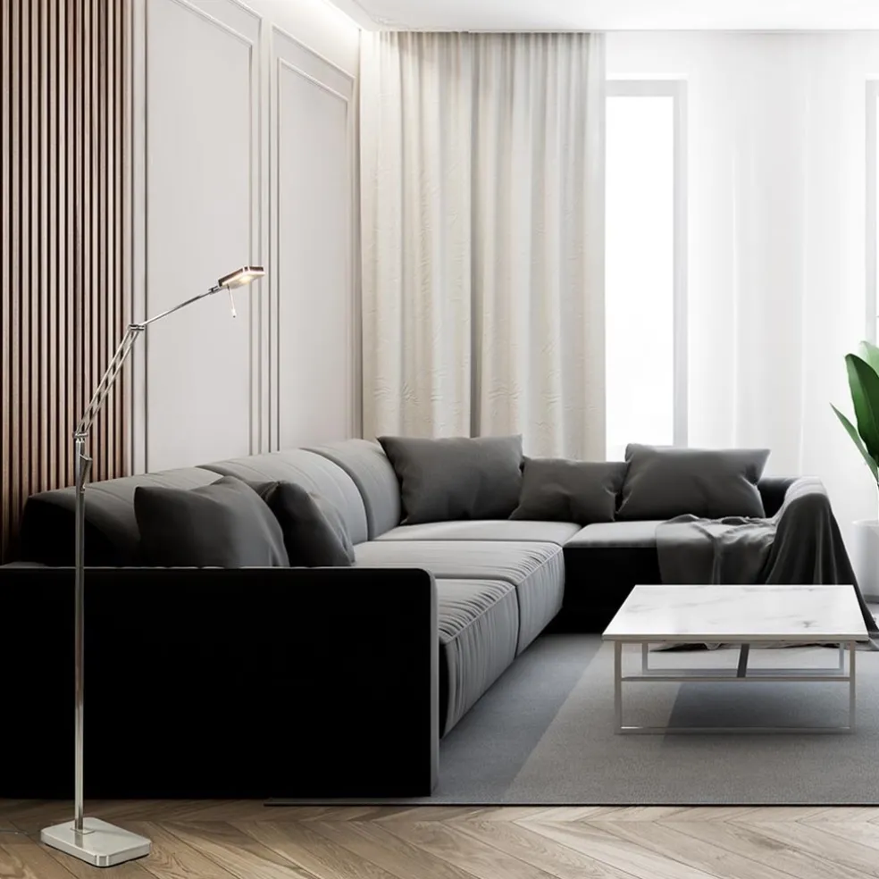 Strak klassieke leeslamp nikkel met dimbaar LED