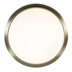 Strak klassieke plafonnière brons met mat wit glas