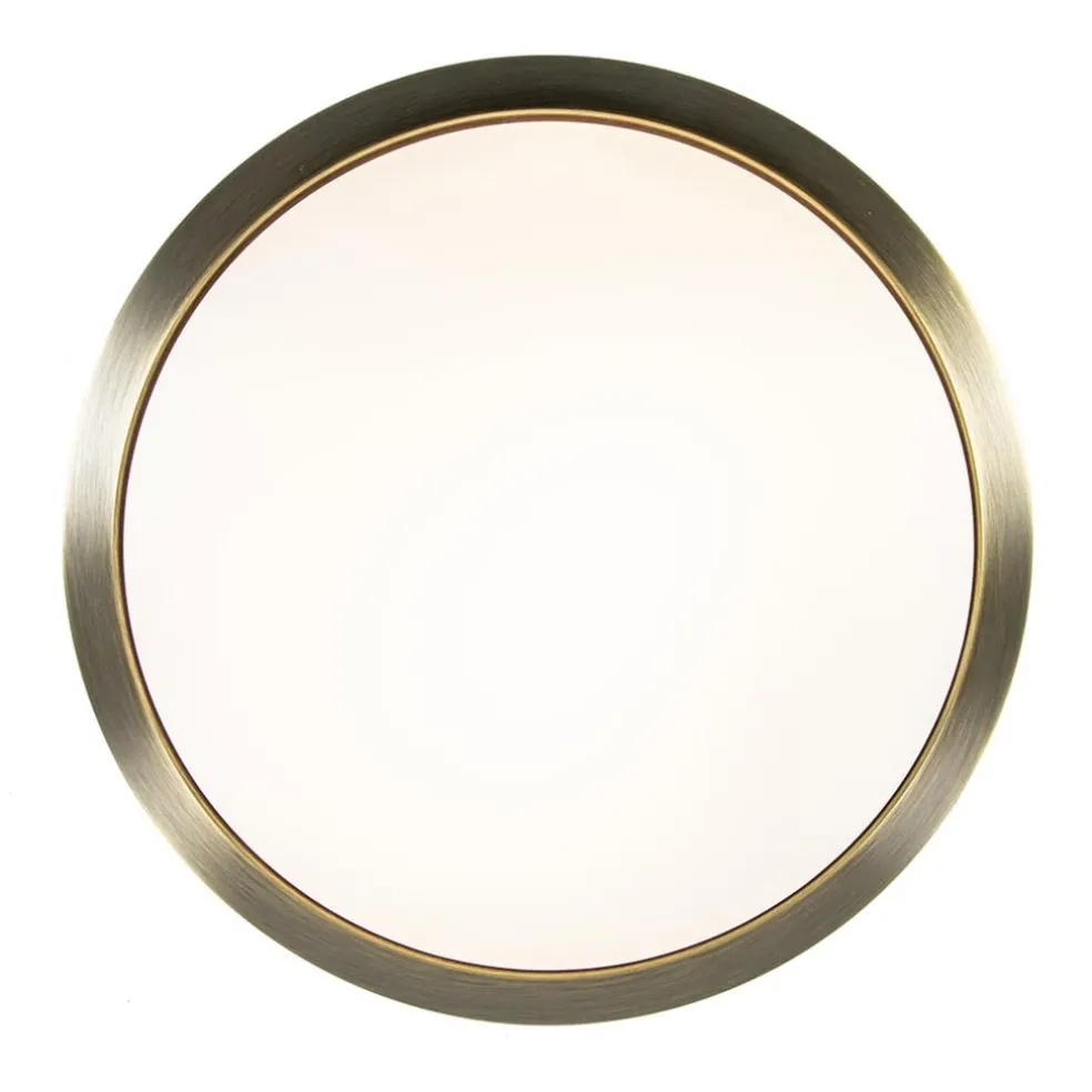 Strak klassieke plafonnière brons met mat wit glas