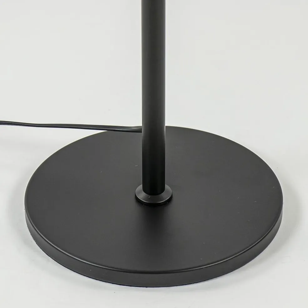 Strak klassieke vloerlamp zwart met amber glas 30 cm