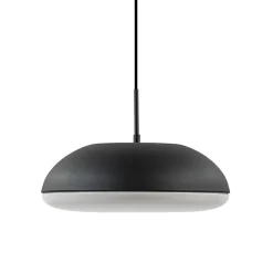 Strakke ronde hanglamp koepel mat zwart 38 cm