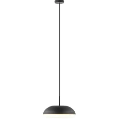 Strakke ronde hanglamp koepel mat zwart 38 cm