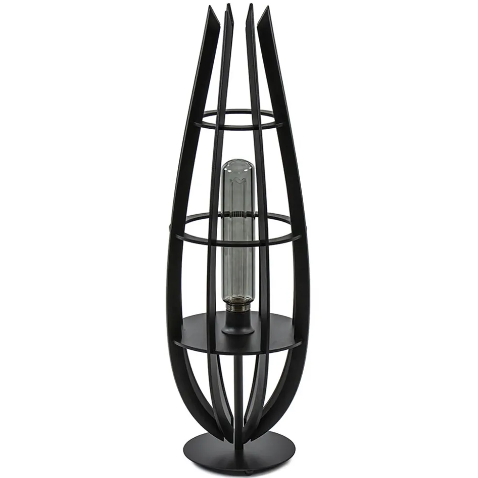 Tafellamp / vloerlamp mat zwart hout