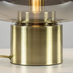 Tafellamp Arturan brons met smoke glazen kap