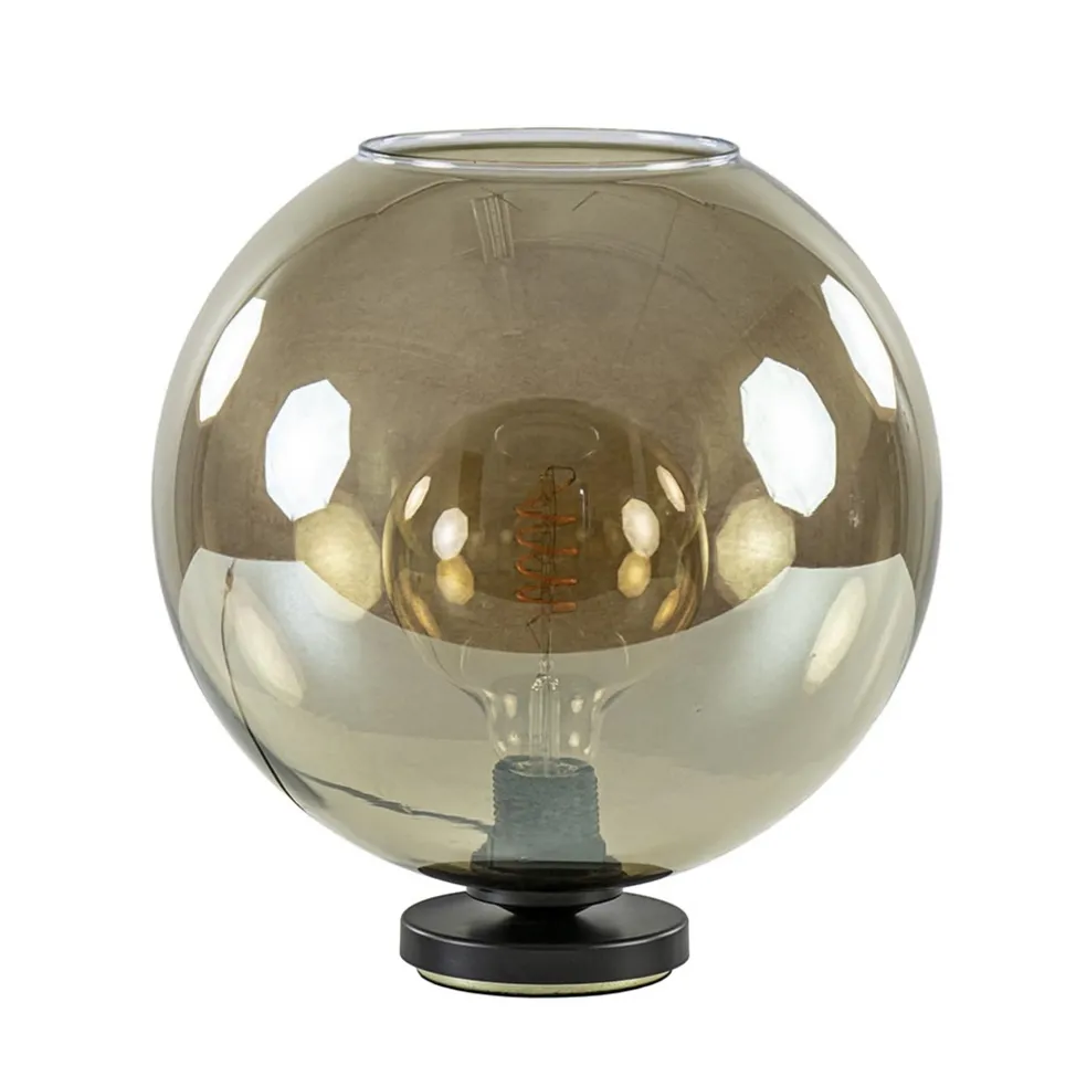 Tafellamp Bella zwart + smoke glas 30cm