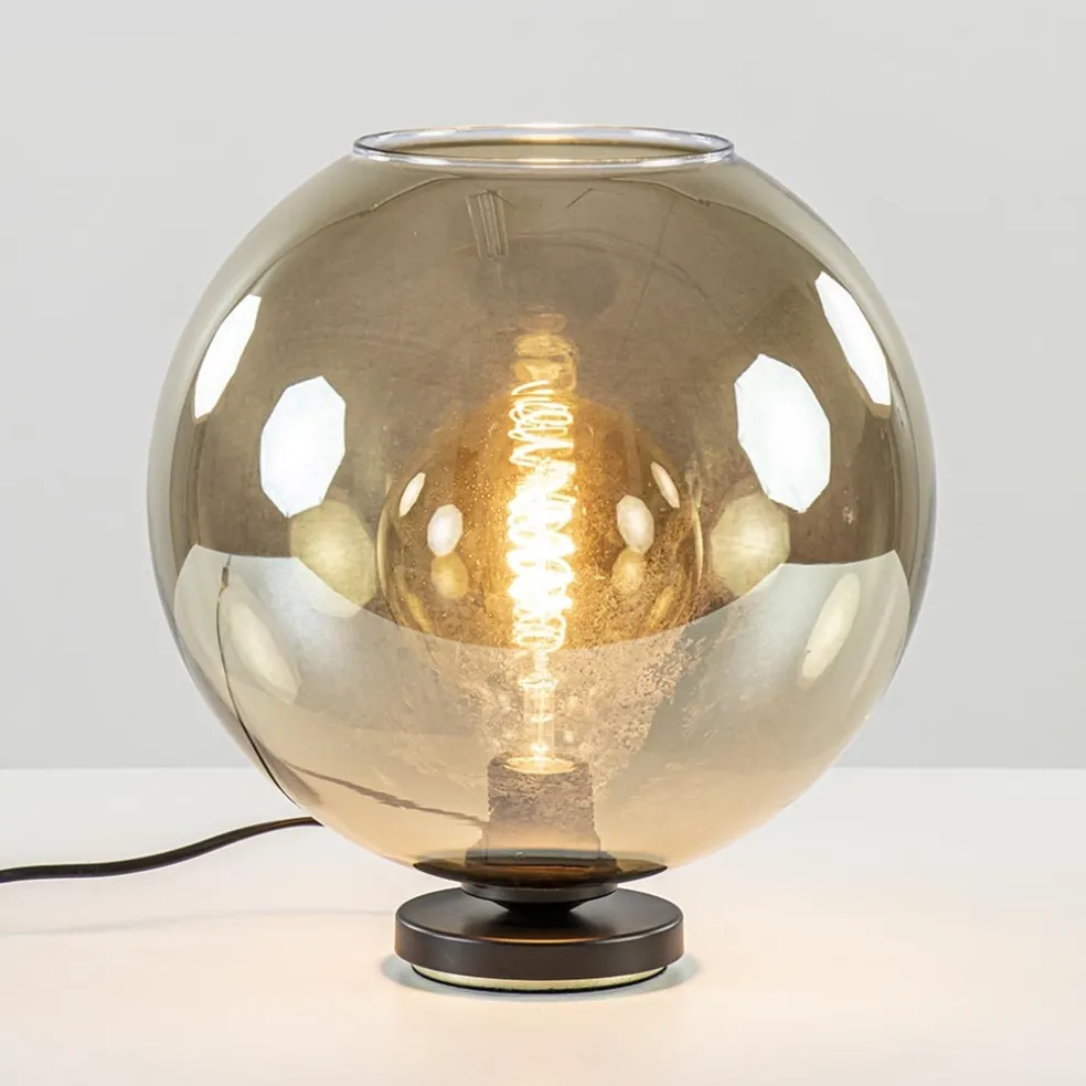 Tafellamp Bella zwart + smoke glas 30cm