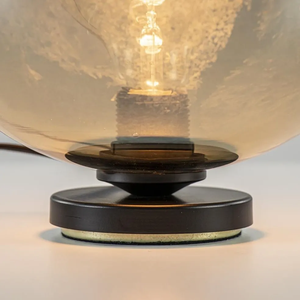 Tafellamp Bella zwart + smoke glas 30cm