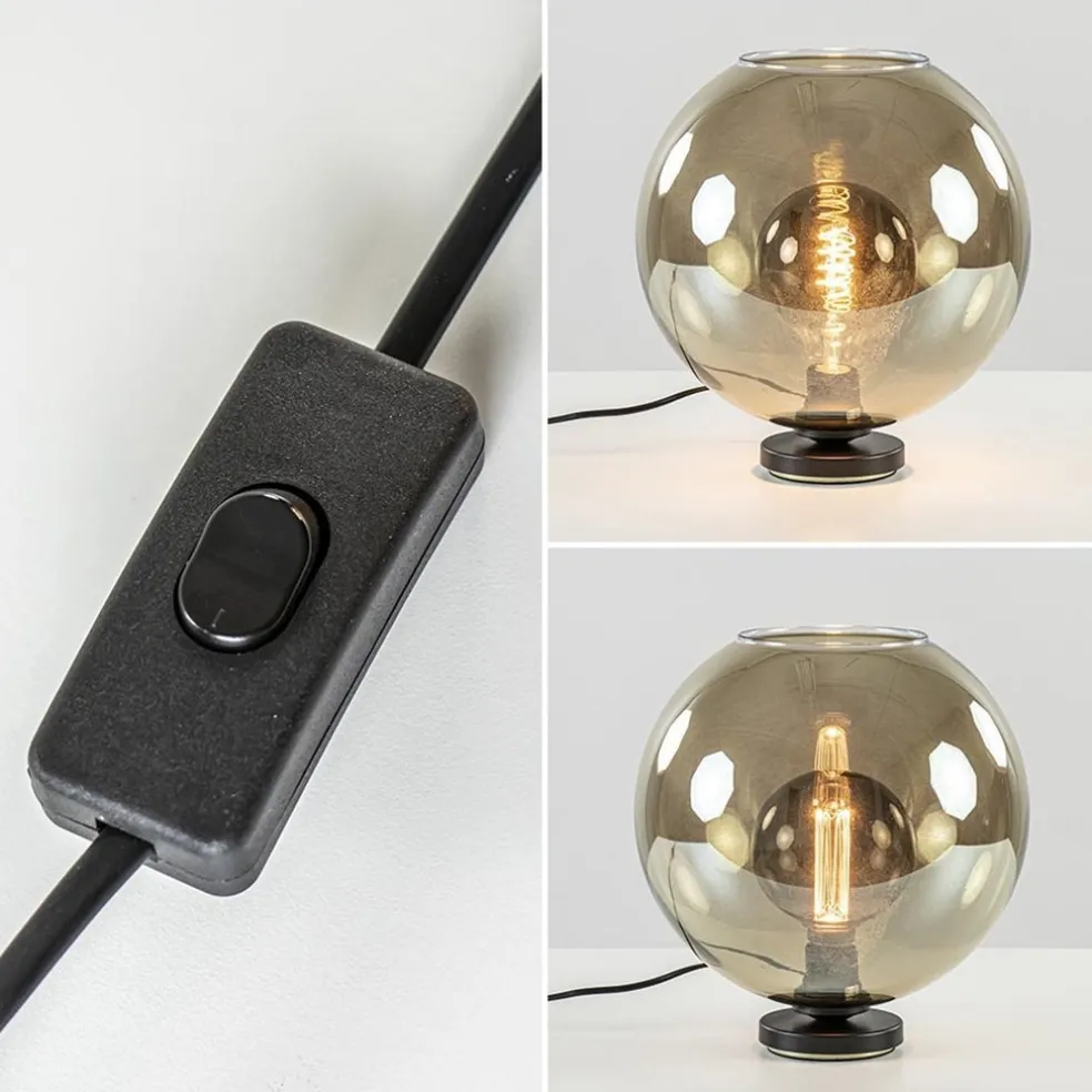 Tafellamp Bella zwart + smoke glas 30cm