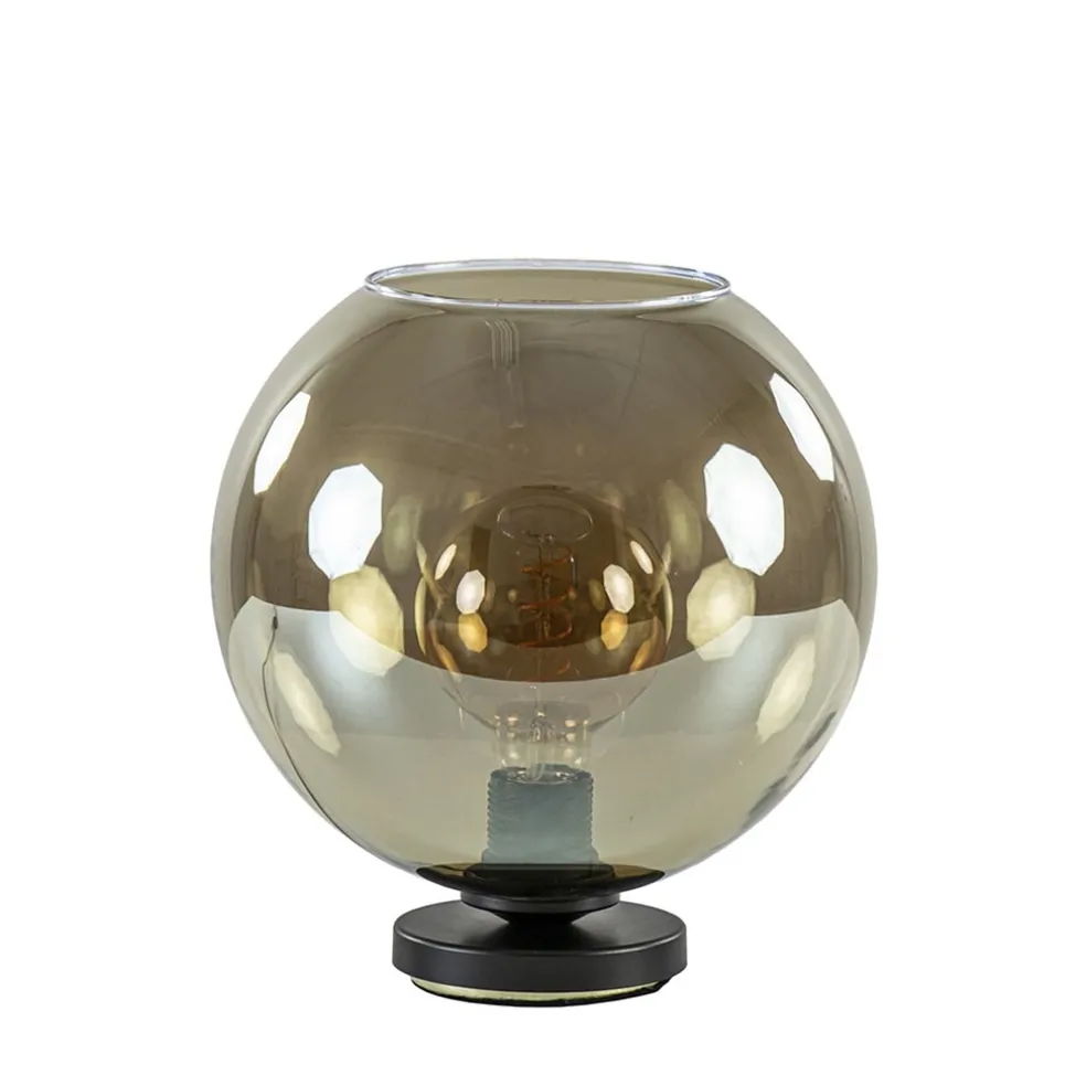 Tafellamp Bella zwart + smoke glas 25cm