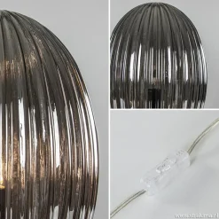 Tafellamp Egg Rib smoke glas
