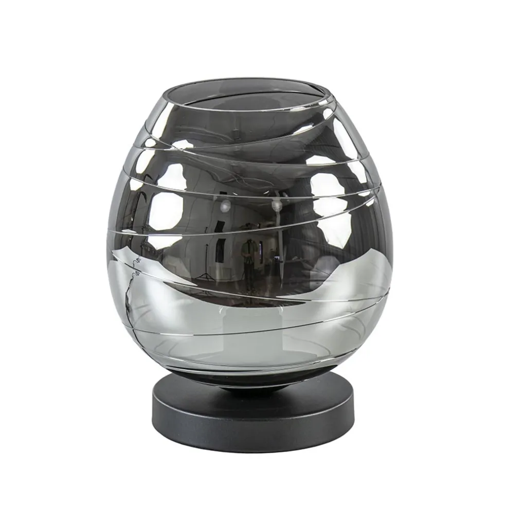 Tafellamp Fantasy laag zwart + smoke glas