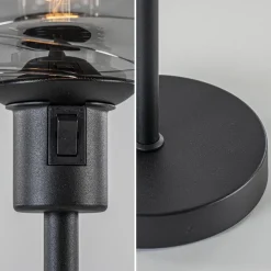 Tafellamp Fantasy op stang zwart + smoke glas