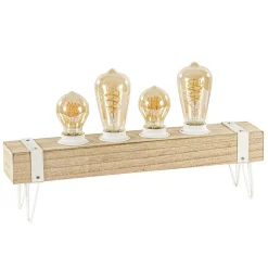Tafellamp houten balk met witte pootjes 4-lichts exclusief lichtbron