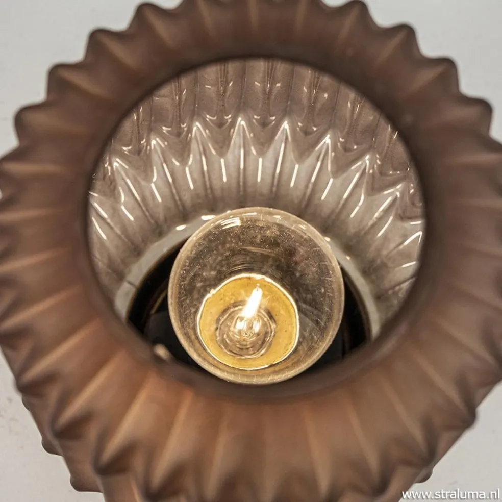 Tafellamp Ivot mat koffie met messing op batterij