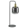 Tafellamp Lekar zwart/brons met smoke glazen kap