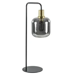 Tafellamp Lekar zwart/brons met smoke glazen kap