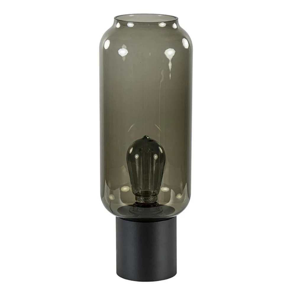 Tafellamp Lett zwart + smoke glas 13cm