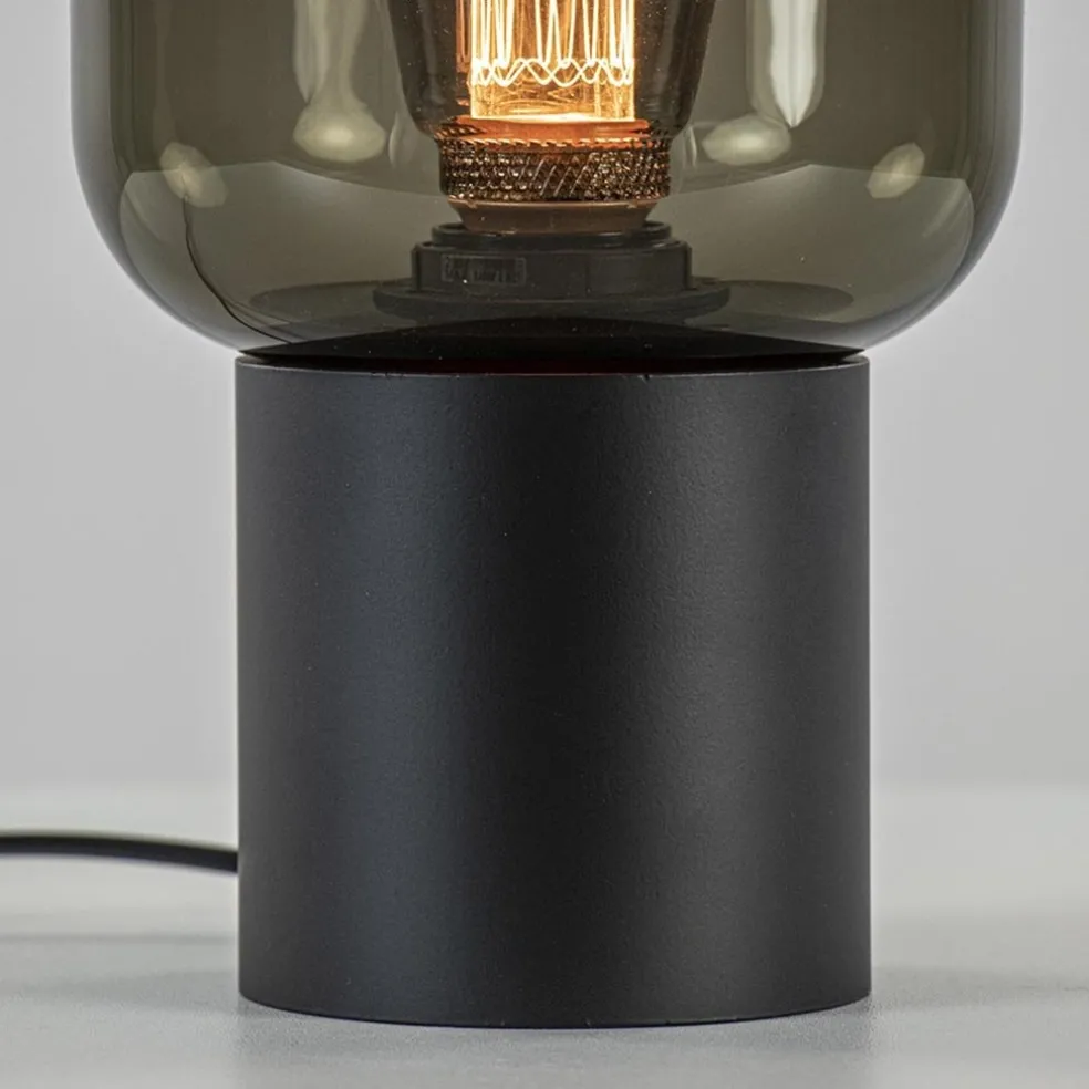 Tafellamp Lett zwart + smoke glas 13cm