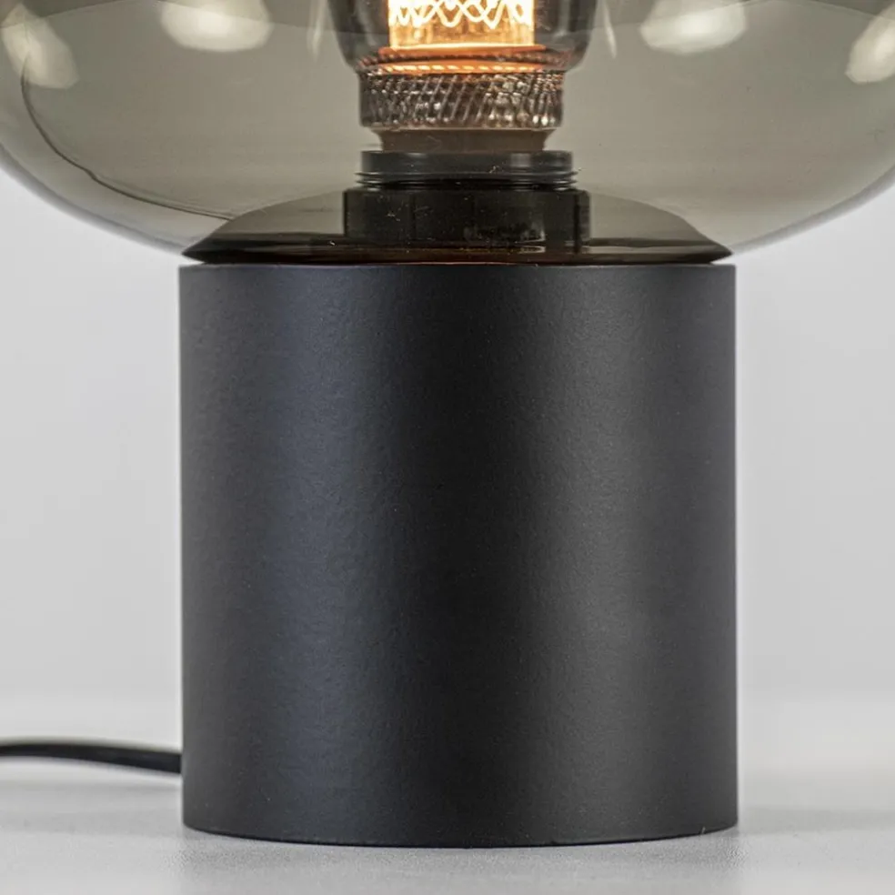 Tafellamp Lett zwart + smoke glas 20cm