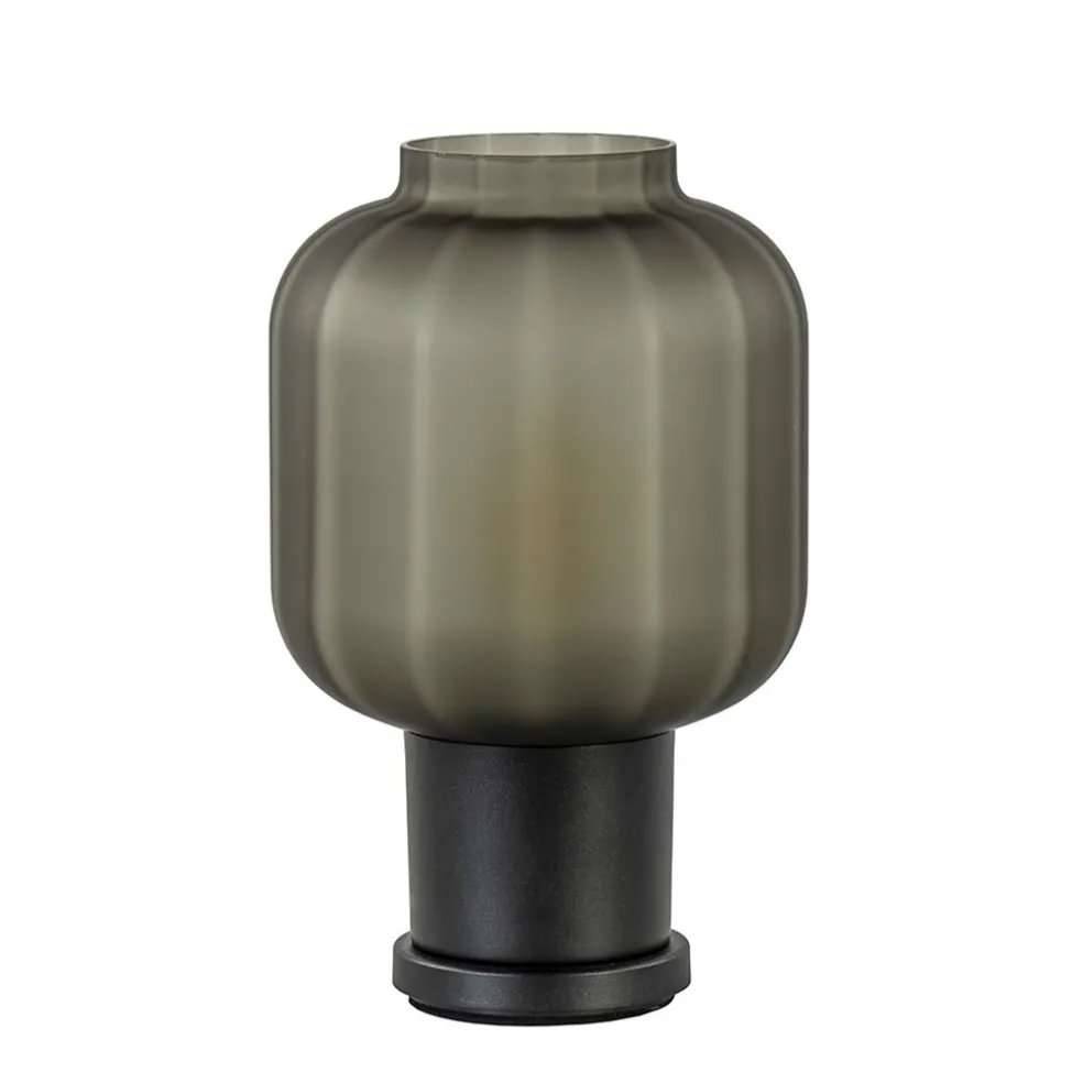 Tafellamp Lett zwart met mat smoke glas