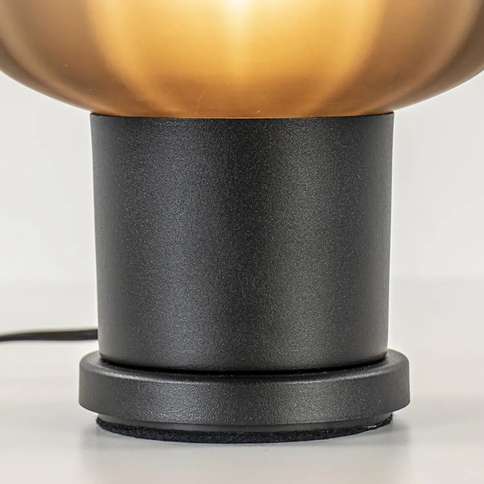 Tafellamp Lett zwart met mat smoke glas