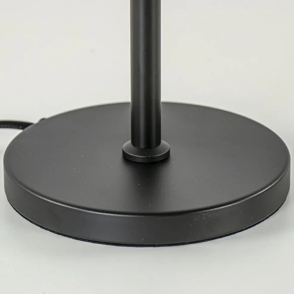 Tafellamp mat zwart met 20 cm smoke glazen bol