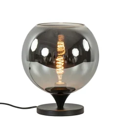 Tafellamp mat zwart met smoke glas 25 cm