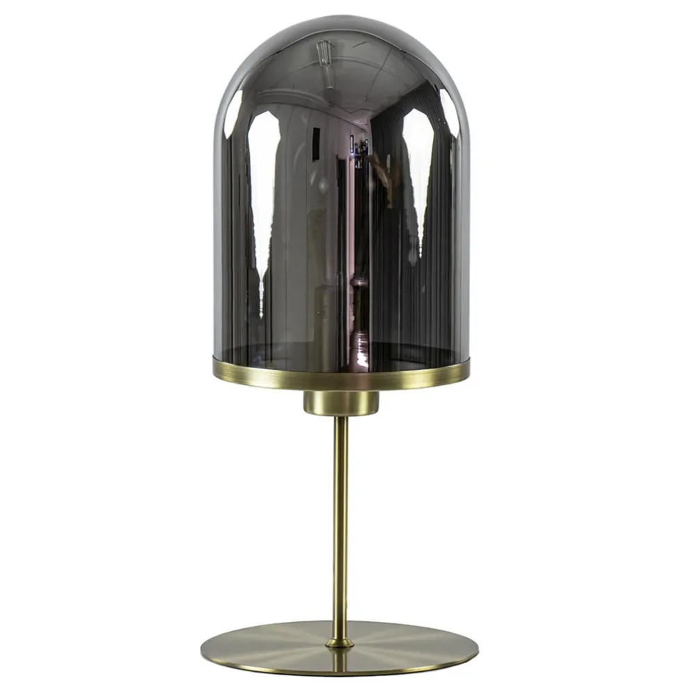 Tafellamp Maverick antiek brons met smoke glas