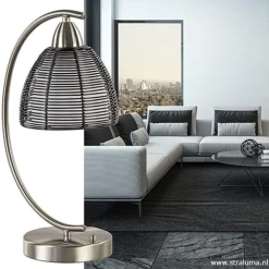 Tafellamp met zwarte draad kap