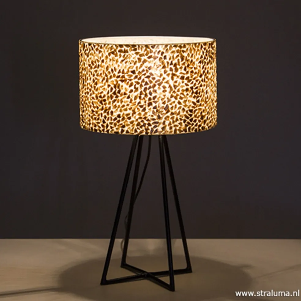 Tafellamp metaal met schelpen kap