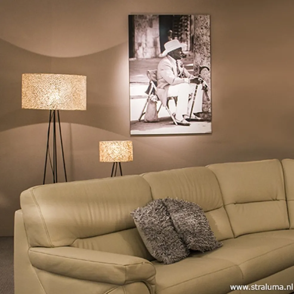 Tafellamp metaal met schelpen kap