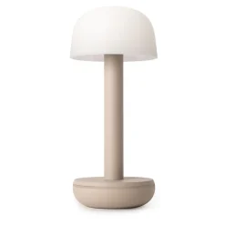 Tafellamp op batterij beige met frosted kap