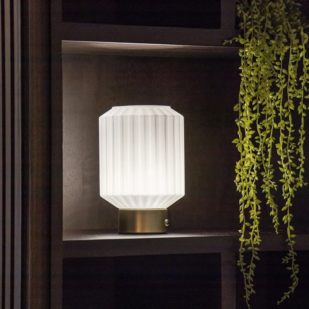 Tafellamp op batterij wit/goud 3-standen dimbaar