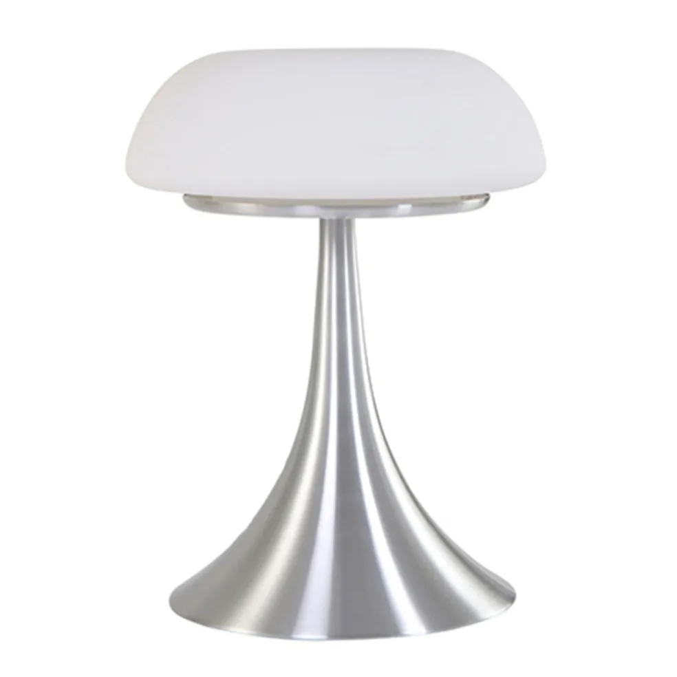 Tafellamp Purissima staal met opaal glas