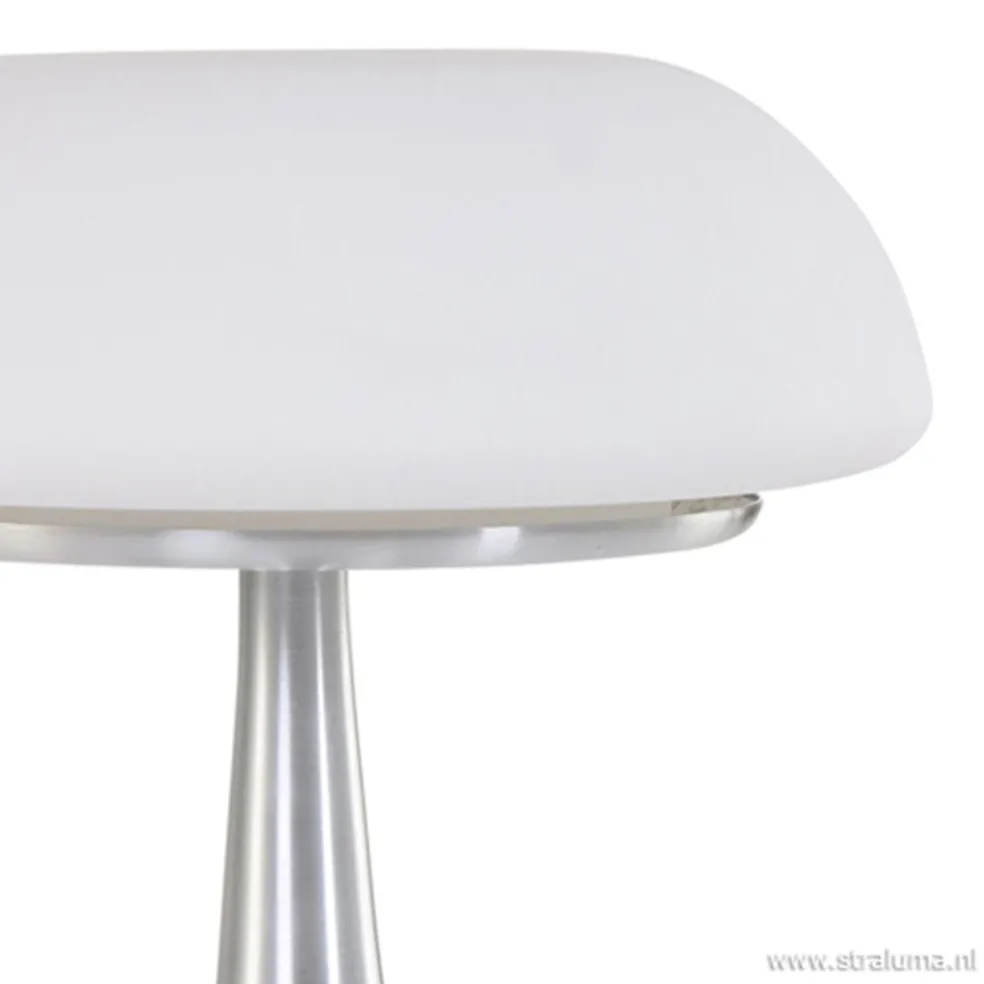 Tafellamp Purissima staal met opaal glas