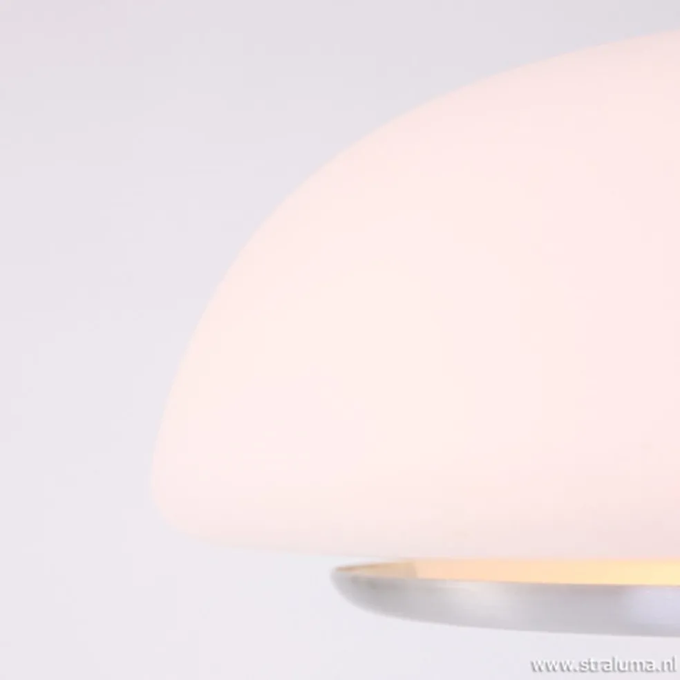 Tafellamp Purissima staal met opaal glas