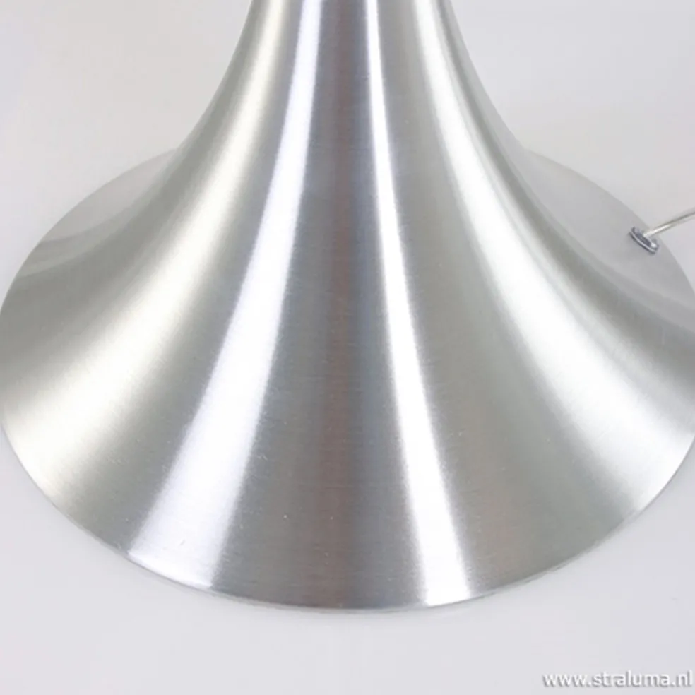 Tafellamp Purissima staal met opaal glas