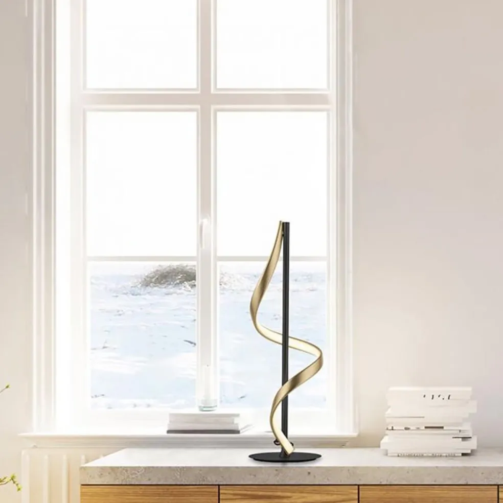 Tafellamp Q-Swing zwart/matgoud remote cct