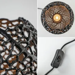 Tafellamp Sinula zwart gevlochten staal