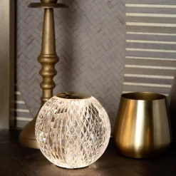 Tafellamp transparant/goud oplaadbaar en dimbaar