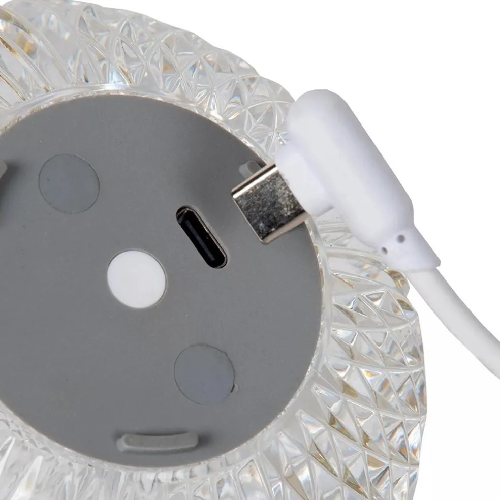 Tafellamp transparant/goud oplaadbaar