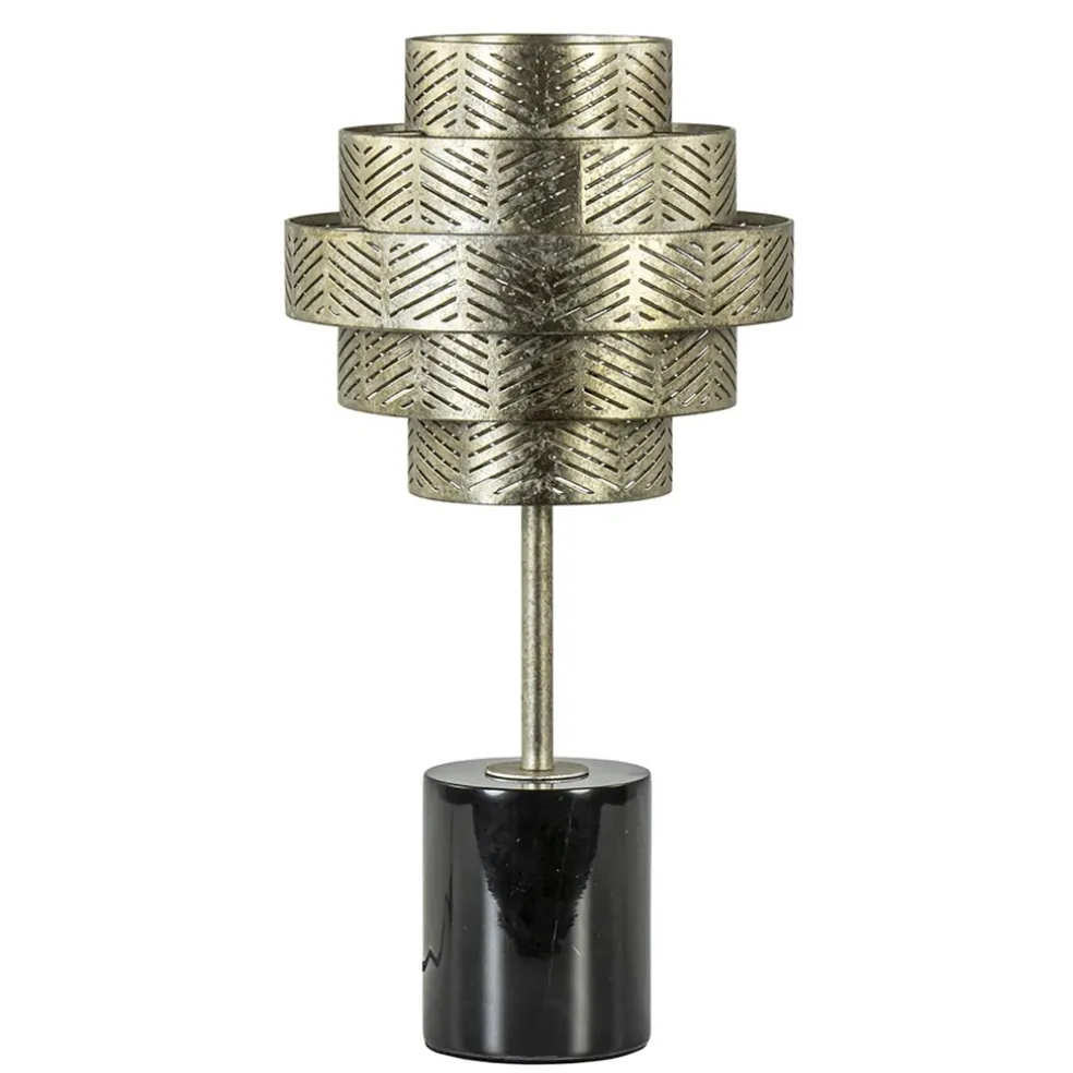 Tafellamp Vegas oud zilver/marmer zwart